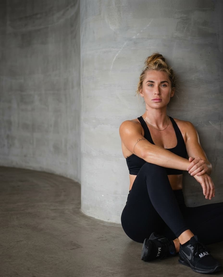 Summer Loffler seated on a gym floor after training, composed and focused.